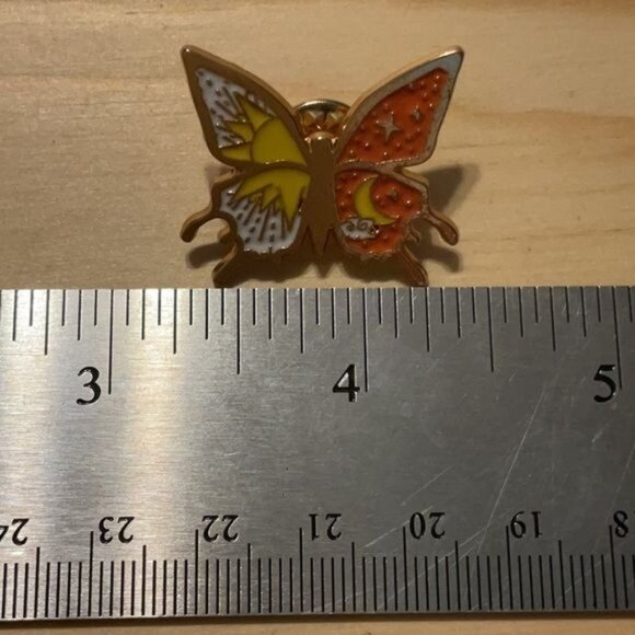 Butterfly Pin With Sun & Moon Design - Picture 3 of 3